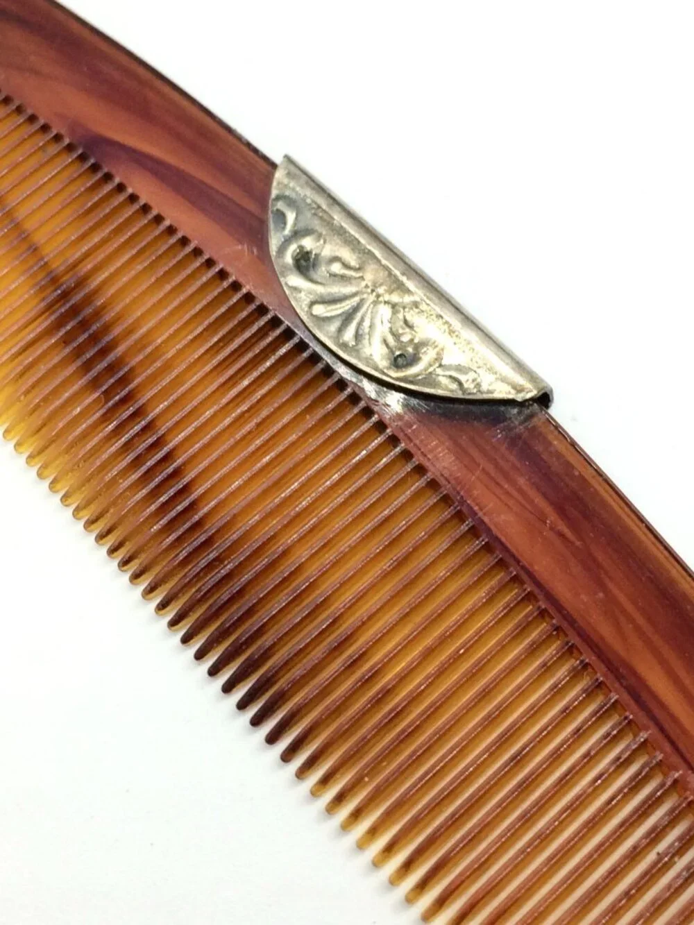 VINTAGE HANS JENSEN Vanity Mirror Comb Set Denmark Silverplate Repousse 1940s